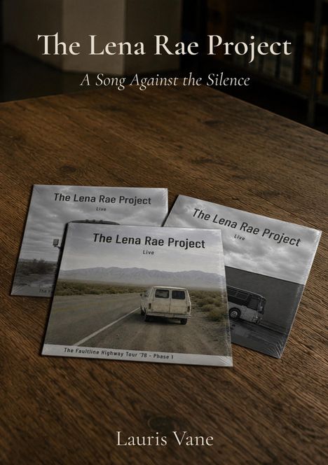 Drei CDs mit Aufschrift "The Lena Rae Project Live" auf Holztisch. Im Hintergrund "A Song Against the Silence".