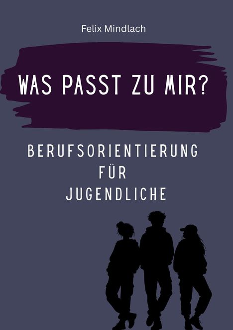 „Was passt zu mir? Berufsorientierung für Jugendliche“. Silhouetten von drei Jugendlichen.