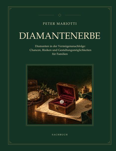 „Peter Mariotti. DIAMANTENERBE. Chancen, Risiken für Familien. SACHBUCH.“ Illustration mit Schmuckkästchen.