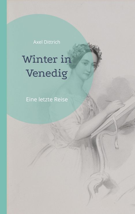 Titel: Winter in Venedig. Eine Frau skizziert auf einem Block, klassische Kleidung.