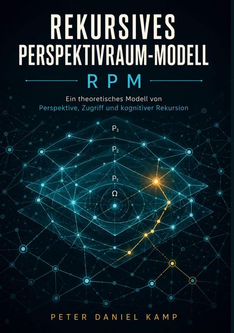„Rekursives Perspektivraum-Modell RPM“ und Netzwerkgrafik mit Linien und Knoten, blaue und gelbe Punkte.