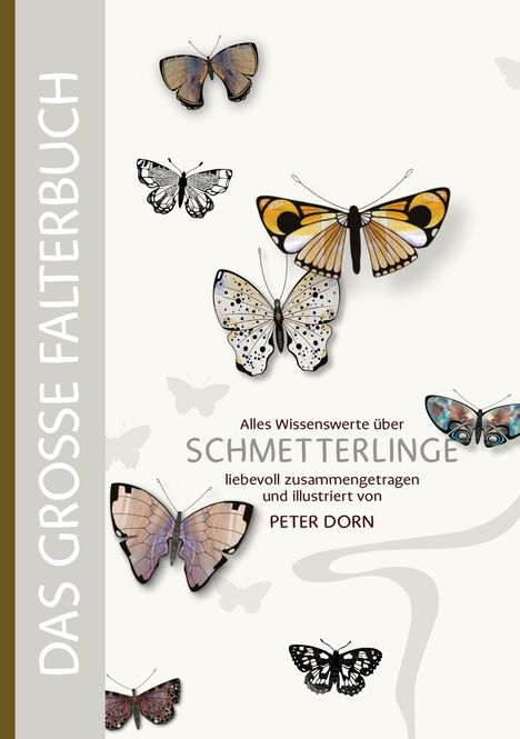 "Alles Wissenswerte über Schmetterlinge" von Peter Dorn. Verschiedene bunte Schmetterlinge auf hellem Hintergrund.