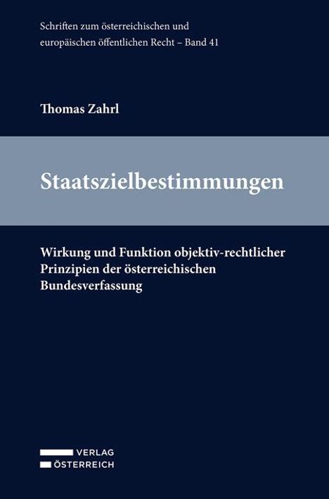 Thomas Zahrl: Staatszielbestimmungen, Buch