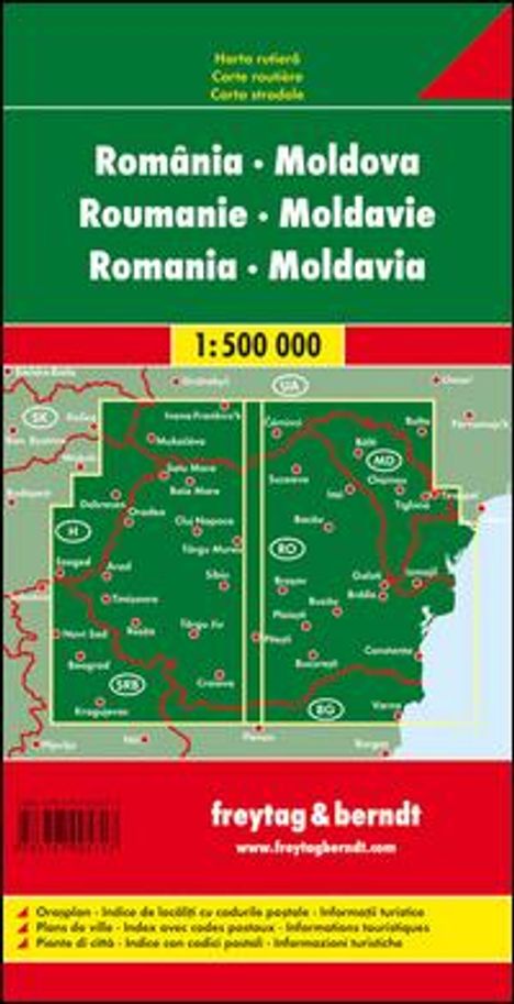 Rumänien, Moldawien 1 : 500 000. Autokarte, Karten