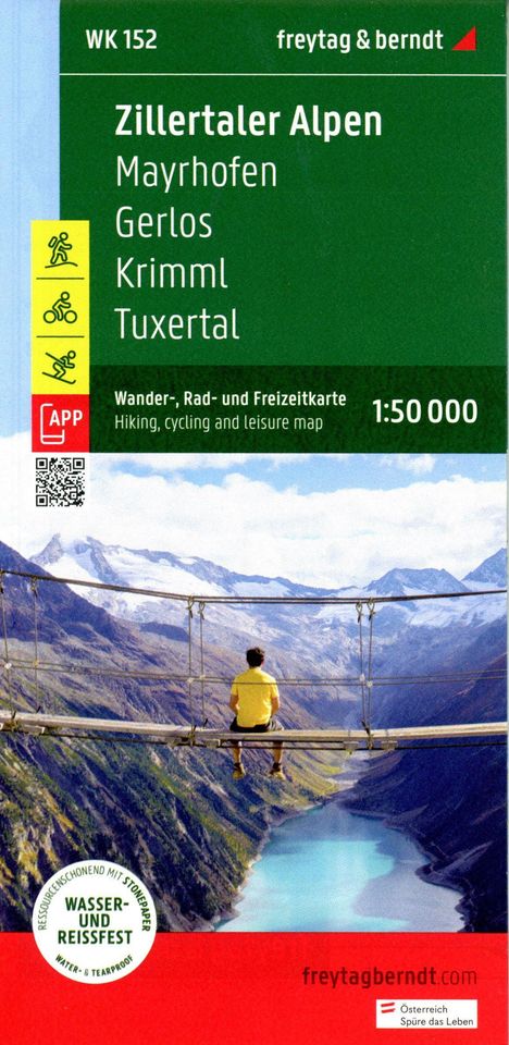 Zillertaler Alpen, Wander-, Rad- und Freizeitkarte 1:50.000, freytag &amp; berndt, WK 152, Karten