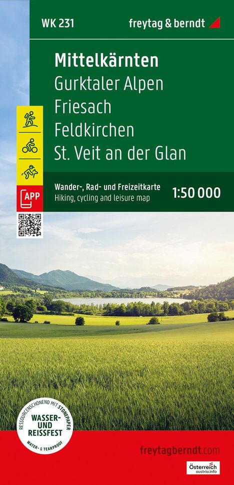 Mittelkärnten, Wander-, Rad- und Freizeitkarte 1:50.000, freytag & berndt, WK 231, Karten