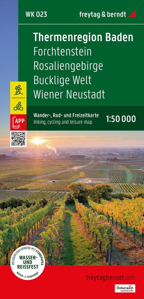 Thermenregion Baden, Wander-, Rad- und Freizeitkarte 1:50.000, freytag & berndt, WK 023, Karten