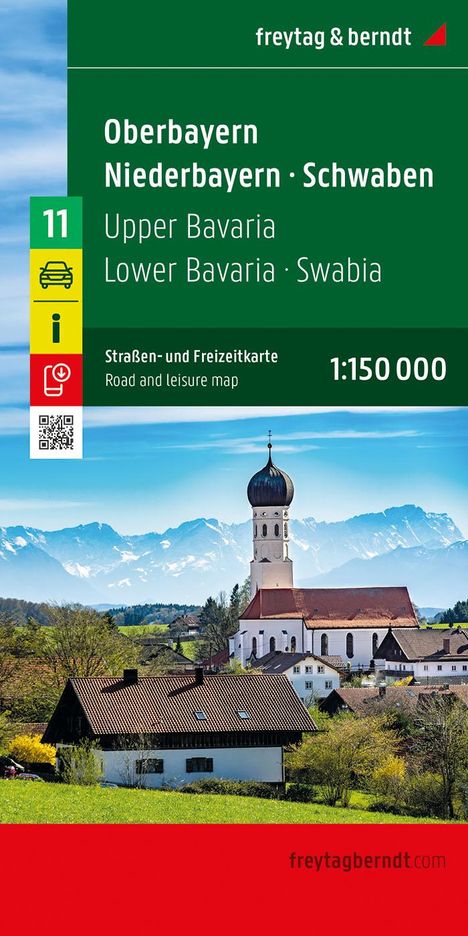 Oberbayern - Niederbayern - Schwaben, Straßen- und Freizeitkarte 1:150.000, freytag & berndt, Karten