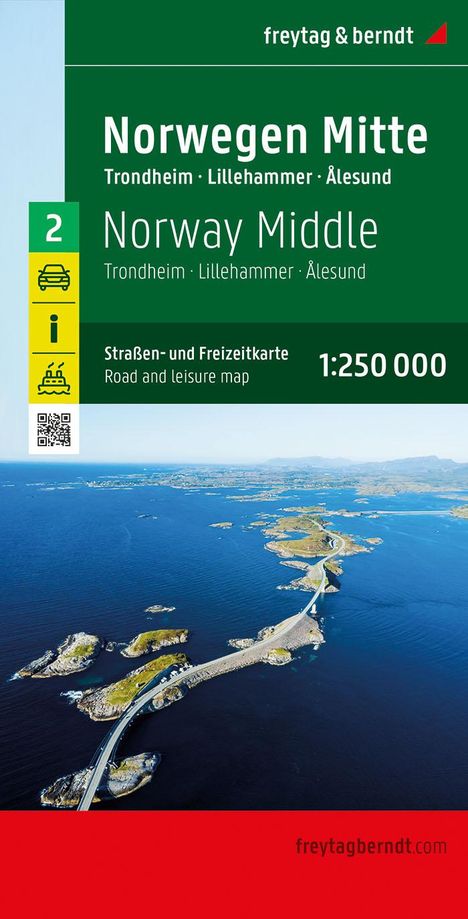 Norwegen Mitte, Straßen- und Freizeitkarte 1:250.000, freytag &amp; berndt, Karten