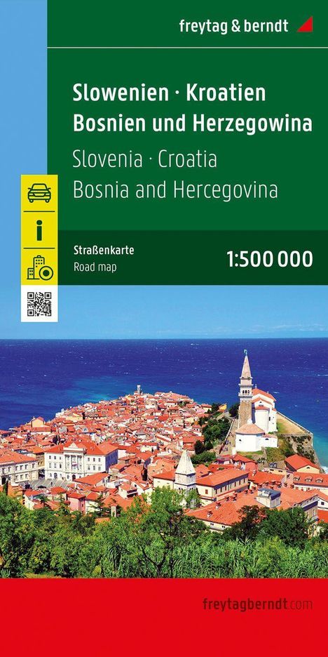 Slowenien - Kroatien - Bosnien und Herzegowina, Straßenkarte 1:500.000, freytag &amp; berndt, Karten