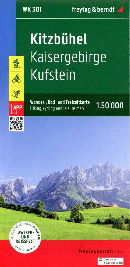 Kitzbühel, Wander-, Rad- und Freizeitkarte 1:50.000, freytag &amp; berndt, WK 301, Karten