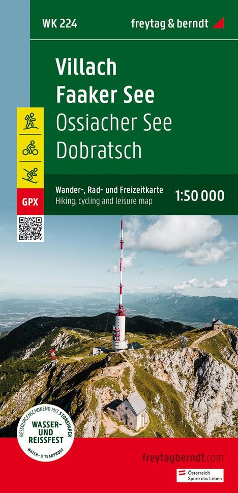 Villach - Faaker See, Wander-, Rad- und Freizeitkarte 1:50.000, freytag &amp; berndt, WK 224, Karten