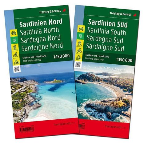 Sardinien, Straßenkarten-Set 1:150.000, freytag &amp; berndt, Karten