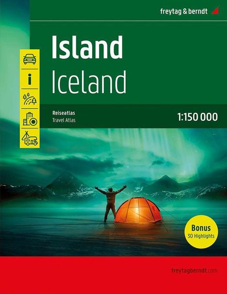 Island Reiseatlas, Autoatlas 1:150.000, Spiralbindung, freytag &amp; berndt, Buch
