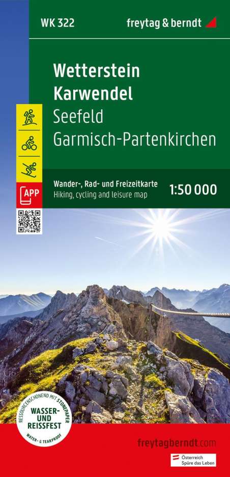Wetterstein - Karwendel, Wander-, Rad- und Freizeitkarte 1:50.000, freytag &amp; berndt, WK 322, Karten