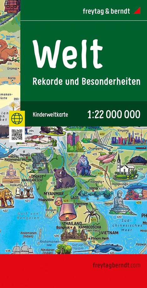 Weltkarte für Kinder, 1:22.000.000, gefaltet, freytag &amp; berndt, Karten