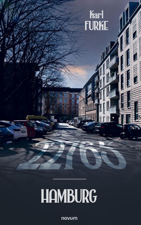 Eine Straße in Hamburg, umgeben von Wohnhäusern und geparkten Autos. Oben steht „Karl Funke“, unten „2766 HAMBURG“.