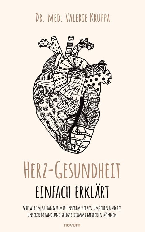 Dr. med. Valerie Kruppa, "Herz-Gesundheit: Einfach erklärt". Illustration eines Herzens mit Mustern.