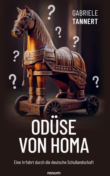 Der Titel "Odüse von Homa" steht vor einem Trojanischen Pferd mit Fragezeichen umgeben.