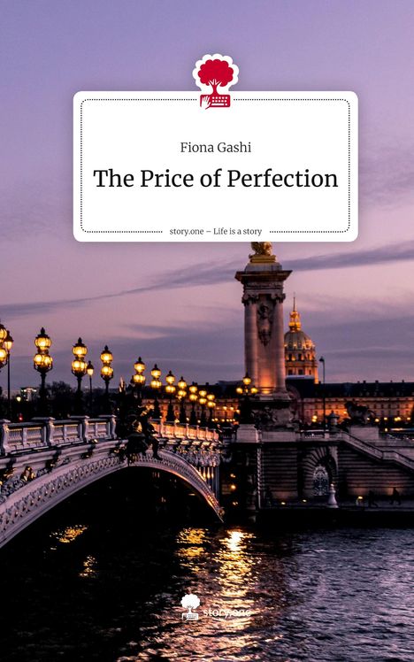 „Fiona Gashi: The Price of Perfection. story.one – Life is a story.“ Abendansicht einer beleuchteten Brücke und Stadt.