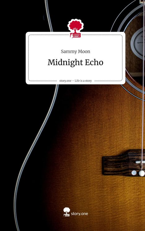 Titel: "Midnight Echo" von Sammy Moon. Logo: Baum mit Tastatur. Abbildung einer Akustikgitarre.