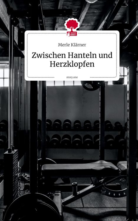 "Zwischen Hanteln und Herzklopfen" von Merle Klärner, story.one. Schwarzweiß-Foto eines Fitnessstudios mit Geräten.