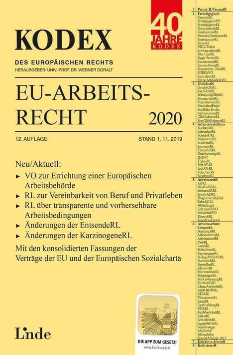 Andreas Schmid: KODEX EU-Arbeitsrecht 2020, Buch