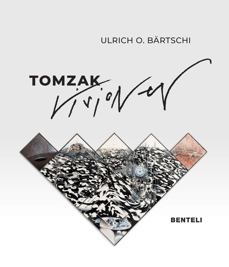 ULRICH O. BÄRTSCHI, TOMZAK, BENTELI. Eine V-Form aus abstrakter Kunst mit Wasser- und Naturmotiven in einem Mosaik.