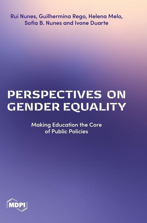 Perspectives on Gender Equality, Making Education the Core of Public Policies. Autoren und Logo in lila Verlaufshintergrund.
