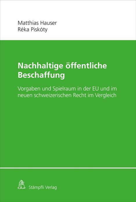 Matthias Hauser: Nachhaltige öffentliche Beschaffung, Buch
