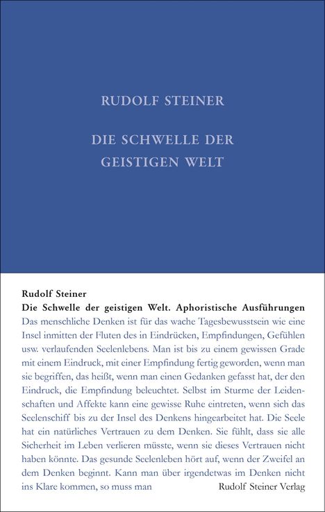 Rudolf Steiner: Die Schwelle der geistigen Welt, Buch