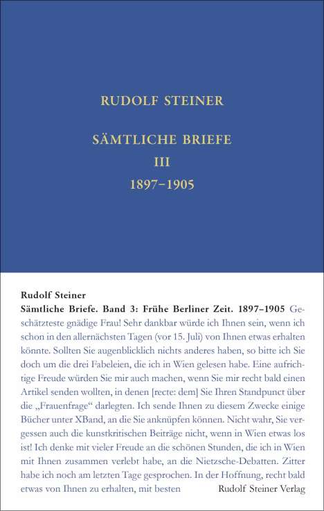 Rudolf Steiner: Sämtliche Briefe. Band 3, Buch