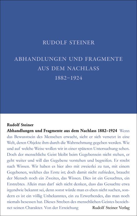 Rudolf Steiner: Steiner, R: Abhandlungen und Fragmente aus dem Nachlass 1897, Buch