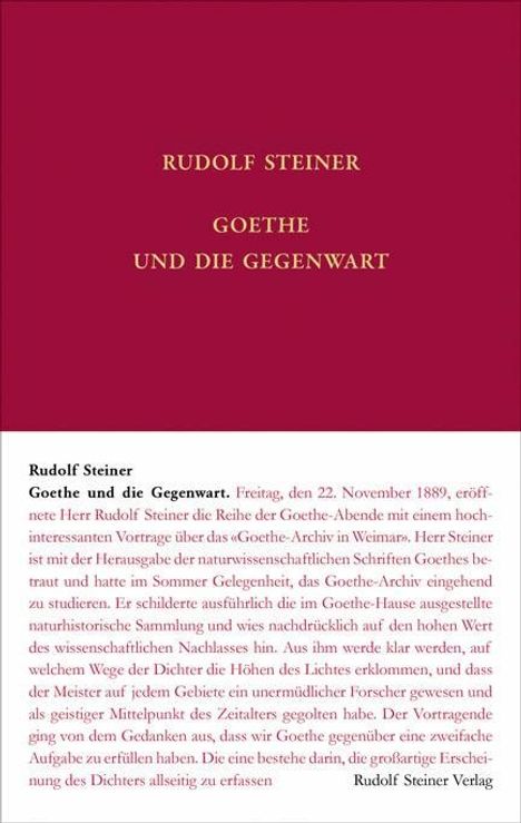 Rudolf Steiner: Goethe und die Gegenwart, Buch