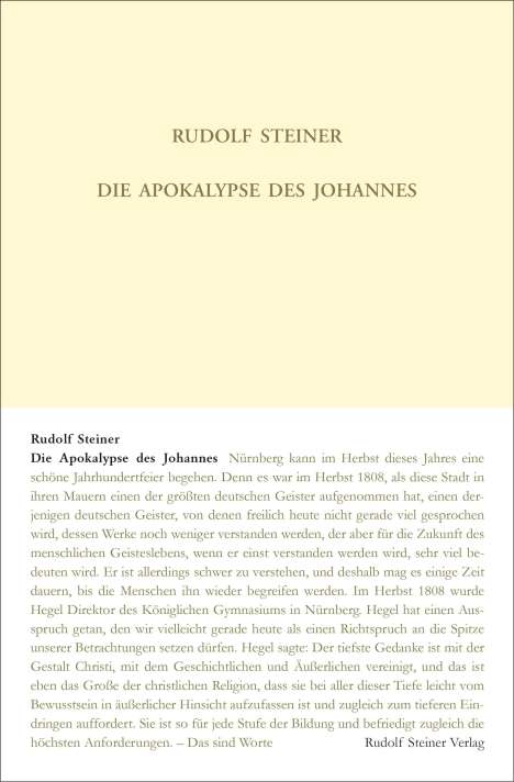 Rudolf Steiner: Die Apokalypse des Johannes, Buch