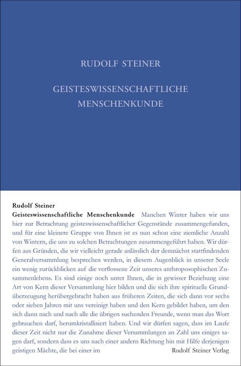 Rudolf Steiner: Geisteswissenschaftliche Menschenkunde, Buch