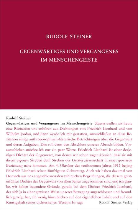 Rudolf Steiner: Gegenwärtiges und Vergangenes im Menschengeiste, Buch