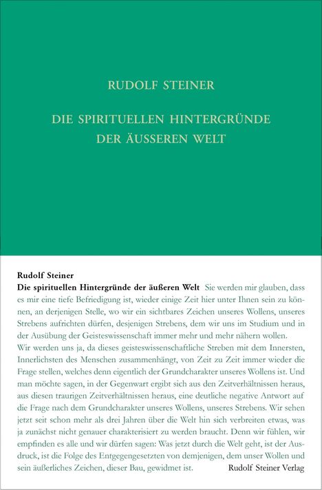 Rudolf Steiner: Die spirituellen Hintergrunde der äußeren Welt, Buch
