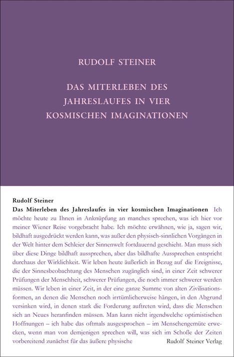 Rudolf Steiner: Das Miterleben des Jahreslaufes in vier kosmischen Imaginationen, Buch