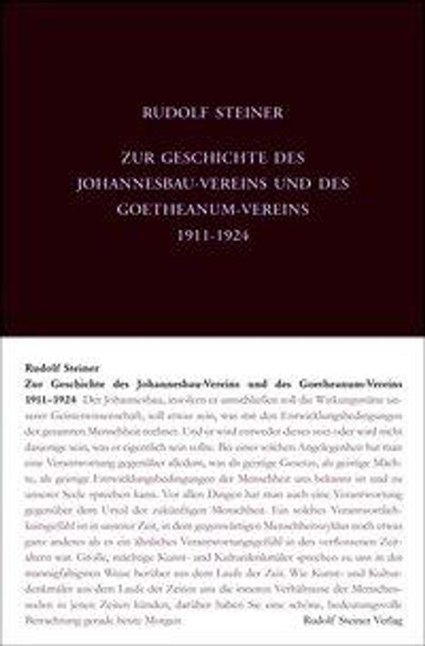 Rudolf Steiner: Steiner, R: Zur Geschichte des Johannesbau-Vereins und des G, Buch