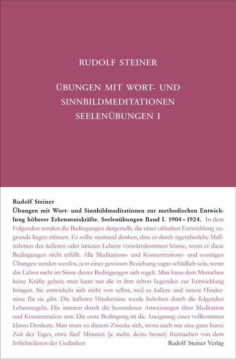 Rudolf Steiner: Seelenübungen I, Buch