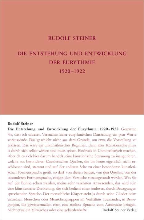 Rudolf Steiner: Die Entstehung und Entwicklung der Eurythmie 1920-1922, Buch