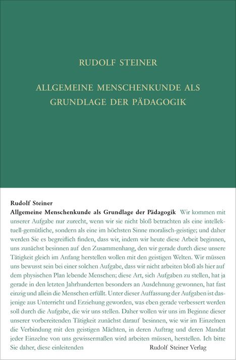 Rudolf Steiner: Allgemeine Menschenkunde als Grundlage der Pädagogik, Buch
