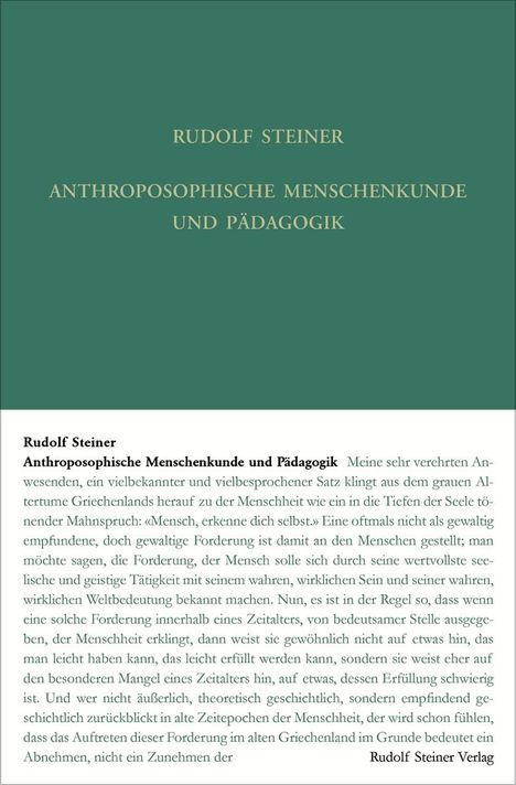 Rudolf Steiner: Anthroposophische Menschenkunde und Pädagogik, Buch