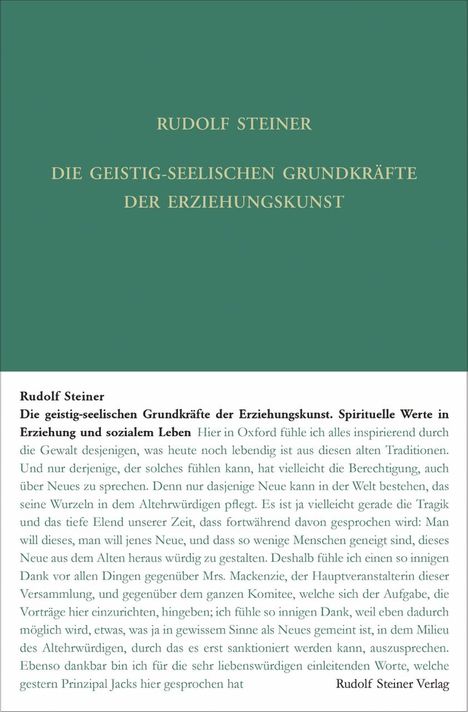 Rudolf Steiner: Die geistig-seelischen Grundkräfte der Erziehungskunst, Buch