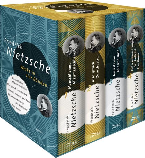 Friedrich Nietzsche: Friedrich Nietzsche, Werke in vier Bänden (Menschliches, Allzu Menschliches - Also sprach Zarathustra - Jenseits von Gut und Böse - Götzendämmerung/Der Antichrist/Ecce Homo) (4 Bände im Schuber), Buch