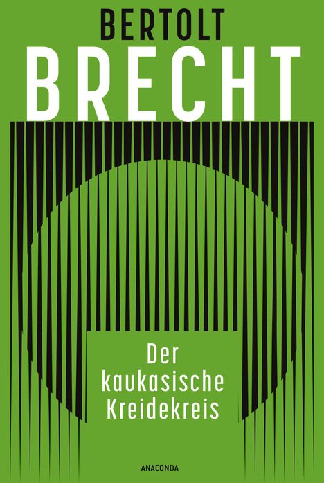 "Bertolt Brecht" oben, "Der kaukasische Kreidekreis" mittig. Schwarze Linien formen einen Kreis auf grünem Hintergrund.