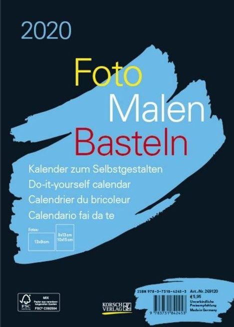 Foto-Malen-Basteln Bastelkalender A5 schwarz 2020, Diverse