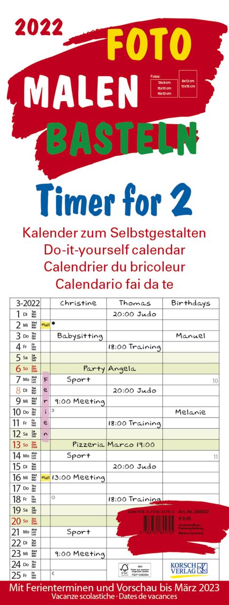 Foto-Malen-Basteln Timer for 2 2022, Kalender