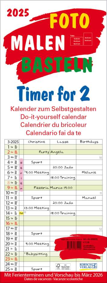 Foto-Malen-Basteln Timer for 2 2025, Kalender